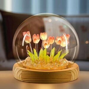 Luminous Tulip Glass Dome, Tulip Lamp