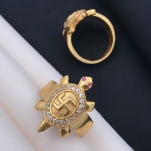 Sacred Swastik Tortoise Gold-Plated Ring