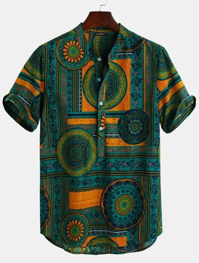 Men's Ethnic Mandala Print Short-Sleeve Shirt