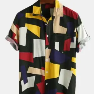 Vivid Geometric Short-Sleeve Shirt