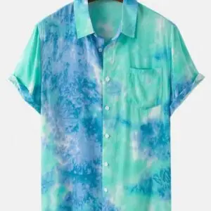 Aqua Tie-Dye Cotton Shirt