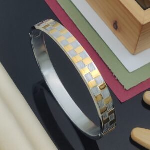 Checkered Elegance Stainless Steel Kada